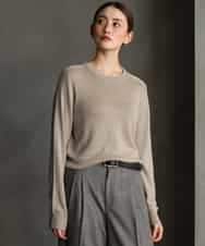 FMFAG40260 MICHEL KLEIN(ミッシェルクラン) スパンコールラメスカーフ付きニット ブラウン