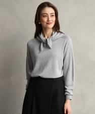 FMFAG40260 MICHEL KLEIN(ミッシェルクラン) スパンコールラメスカーフ付きニット ブラウン