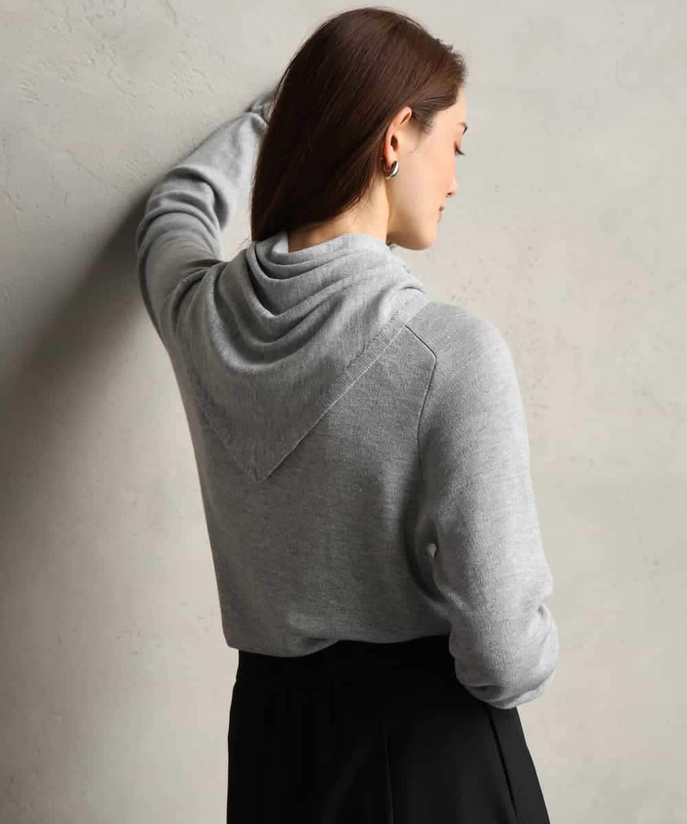FMFAG40260 MICHEL KLEIN(ミッシェルクラン) スパンコールラメスカーフ付きニット ブラウン