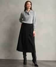 FMFAG40260 MICHEL KLEIN(ミッシェルクラン) スパンコールラメスカーフ付きニット ブラウン
