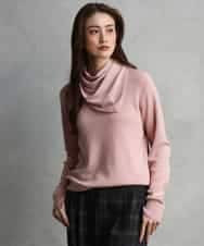FMFAG40260 MICHEL KLEIN(ミッシェルクラン) スパンコールラメスカーフ付きニット ブラウン