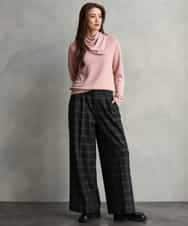 FMFAG40260 MICHEL KLEIN(ミッシェルクラン) スパンコールラメスカーフ付きニット ブラウン