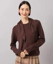 FMFAG40260 MICHEL KLEIN(ミッシェルクラン) スパンコールラメスカーフ付きニット ブラウン