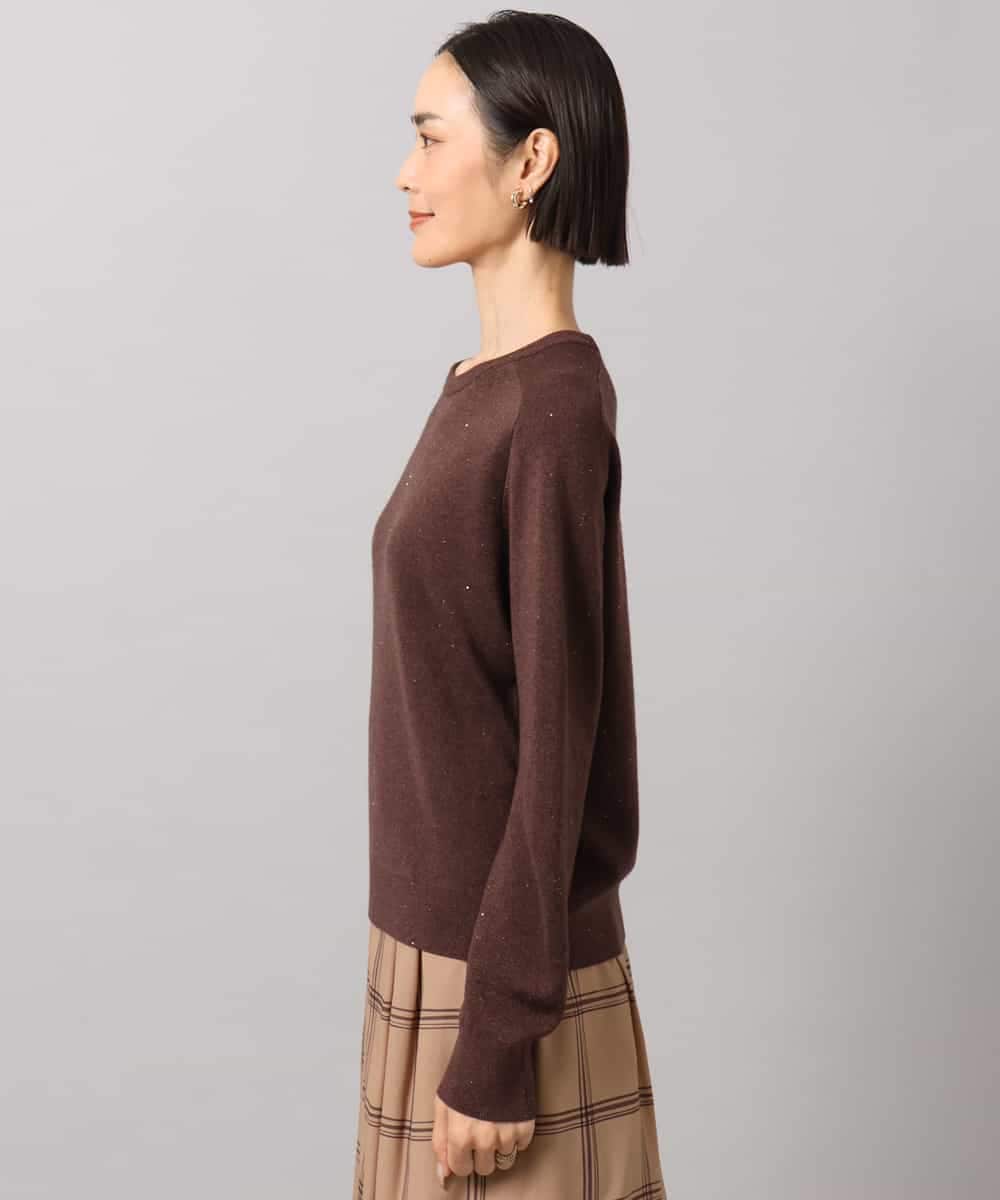 FMFAG40260 MICHEL KLEIN(ミッシェルクラン) スパンコールラメスカーフ付きニット ブラウン
