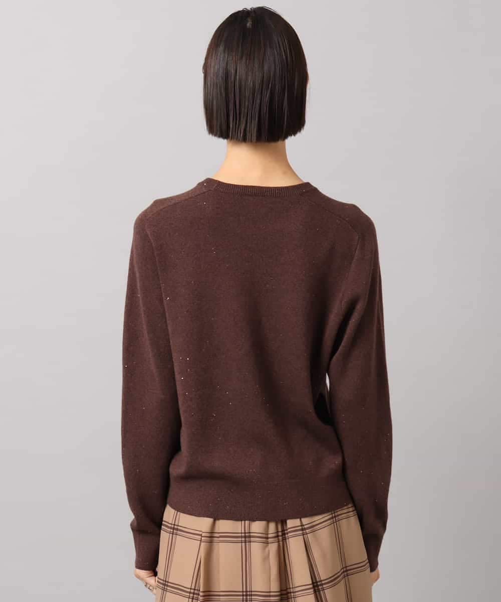 FMFAG40260 MICHEL KLEIN(ミッシェルクラン) スパンコールラメスカーフ付きニット ブラウン