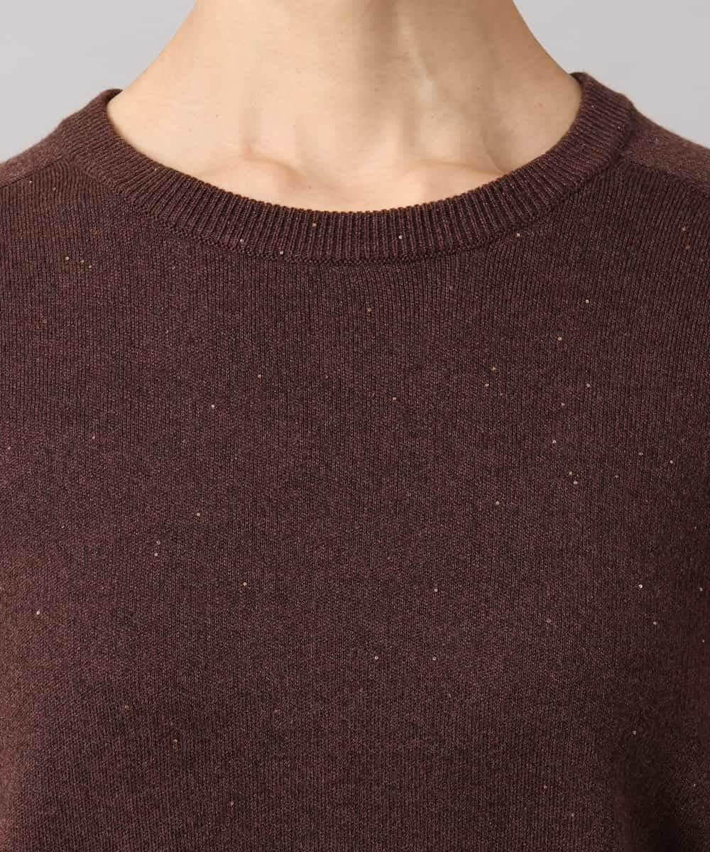 FMFAG40260 MICHEL KLEIN(ミッシェルクラン) スパンコールラメスカーフ付きニット ブラウン