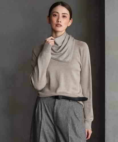 FMFAG40260 MICHEL KLEIN スパンコールラメスカーフ付きニット