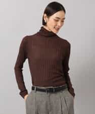 FMFAG41230 MICHEL KLEIN(ミッシェルクラン) ラメケーブルハイネックプルニット オレンジ
