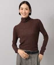 FMFAG41230 MICHEL KLEIN(ミッシェルクラン) ラメケーブルハイネックプルニット オレンジ