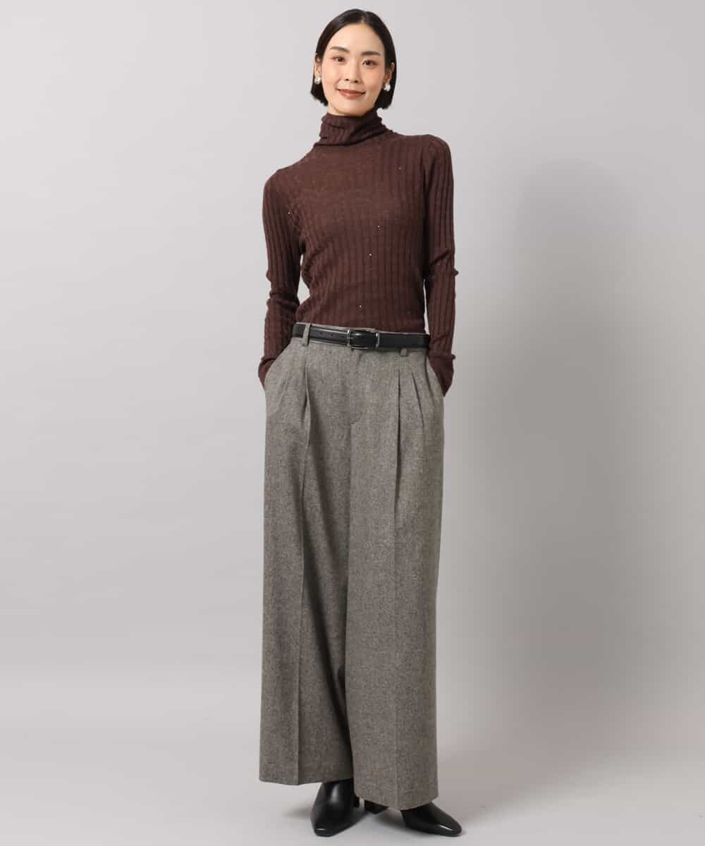 FMFAG41230 MICHEL KLEIN(ミッシェルクラン) ラメケーブルハイネックプルニット オレンジ