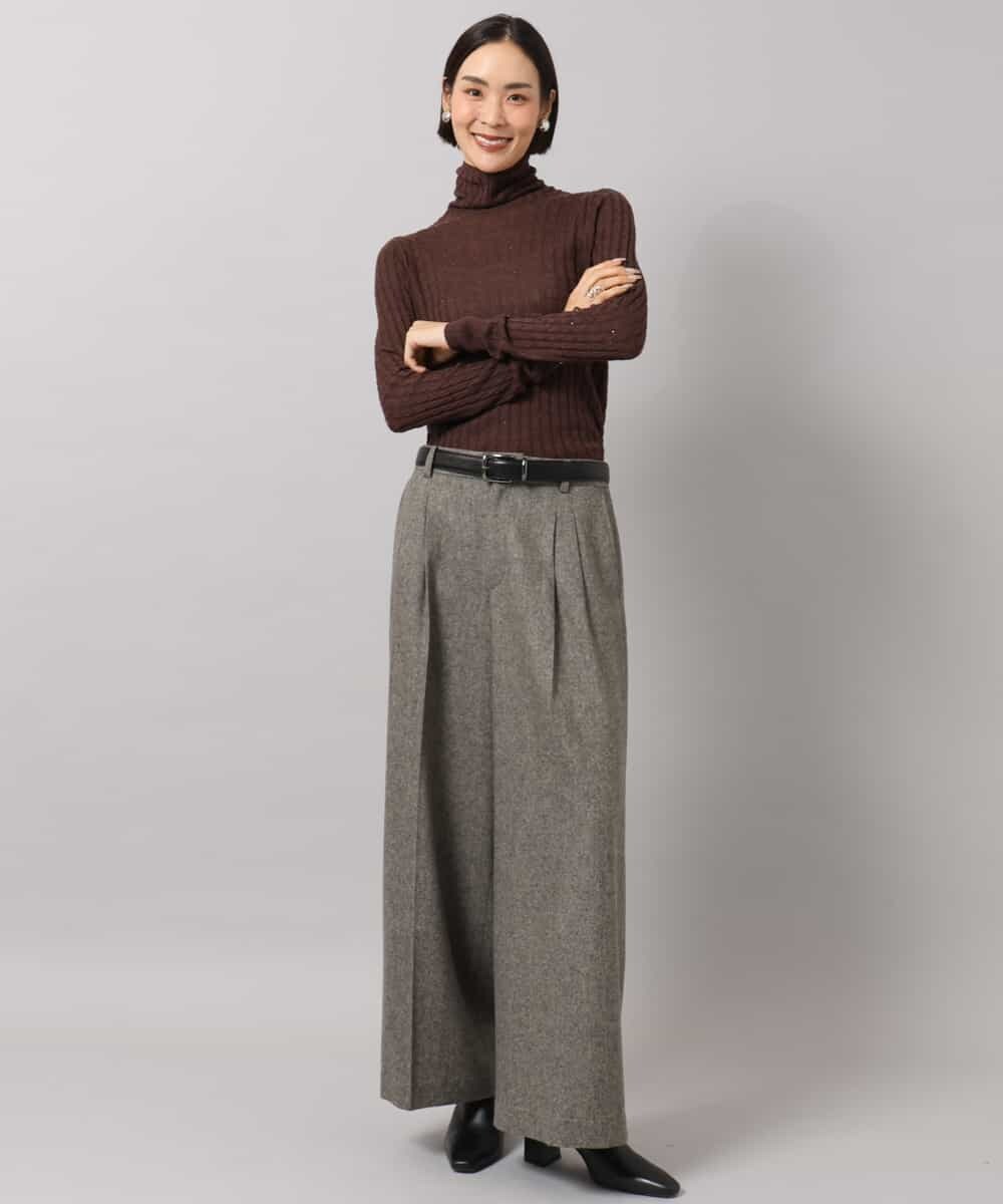 FMFAG41230 MICHEL KLEIN(ミッシェルクラン) ラメケーブルハイネックプルニット オレンジ
