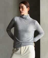FMFAG41230 MICHEL KLEIN(ミッシェルクラン) ラメケーブルハイネックプルニット オレンジ