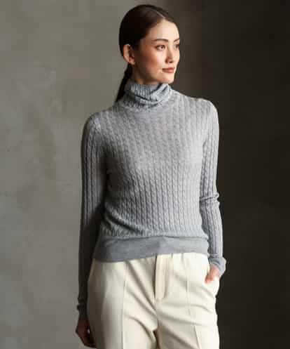 FMFAG41230 MICHEL KLEIN ラメケーブルハイネックプルニット