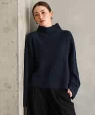 FMFAG50250 MICHEL KLEIN(ミッシェルクラン) ラメボトルネックニット ネイビー