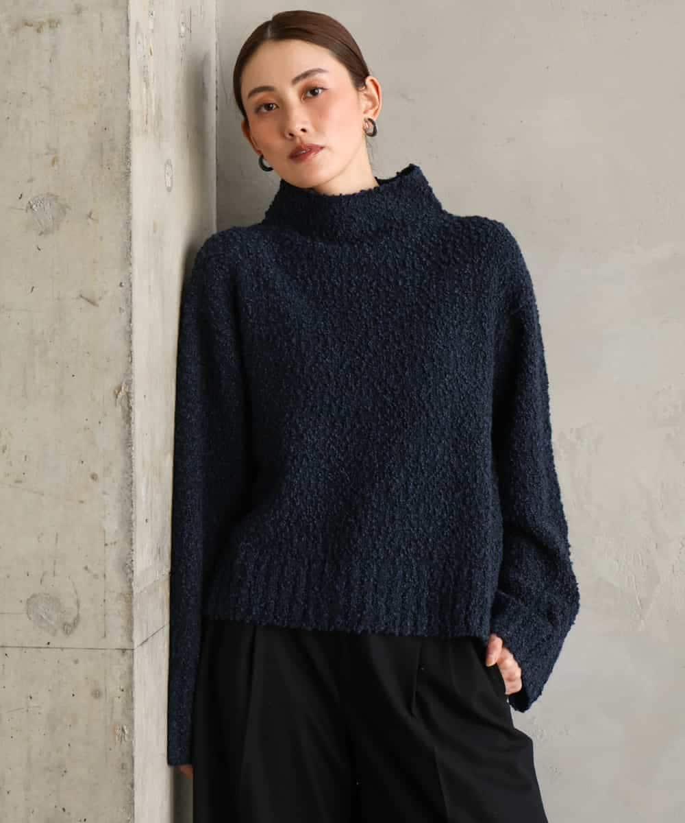 FMFAG50250 MICHEL KLEIN(ミッシェルクラン) ラメボトルネックニット ネイビー