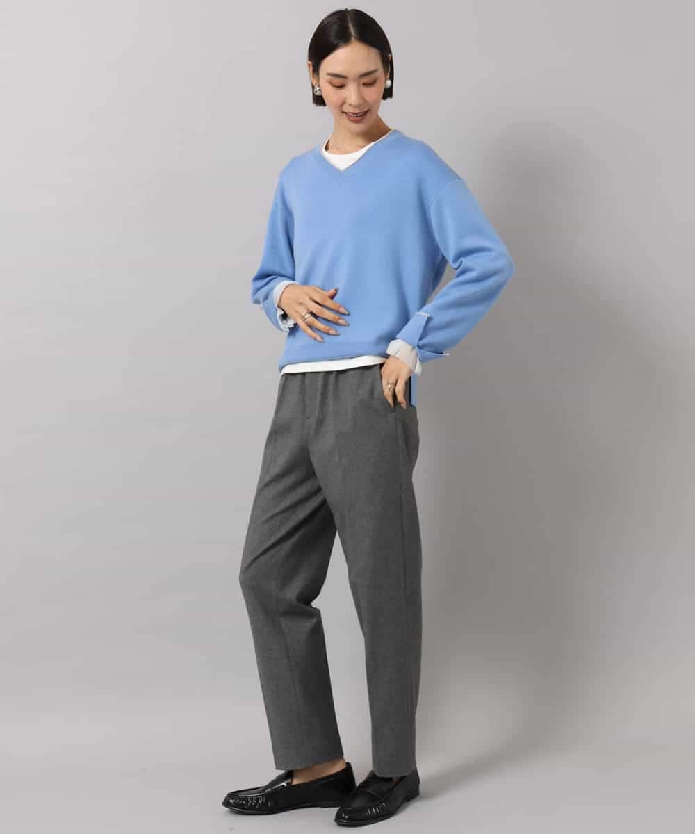 FMFAG52210 MICHEL KLEIN(ミッシェルクラン) バイカラーVネックニット ライトグレー