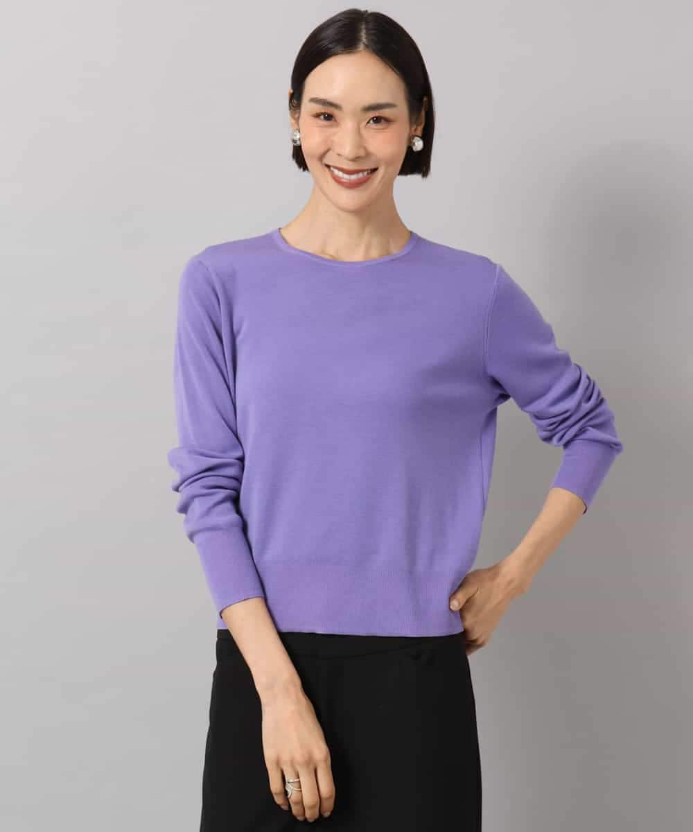 FMFAG55220 MICHEL KLEIN(ミッシェルクラン) [アンサンブル対応]パイピングクルーネックニット ラベンダー