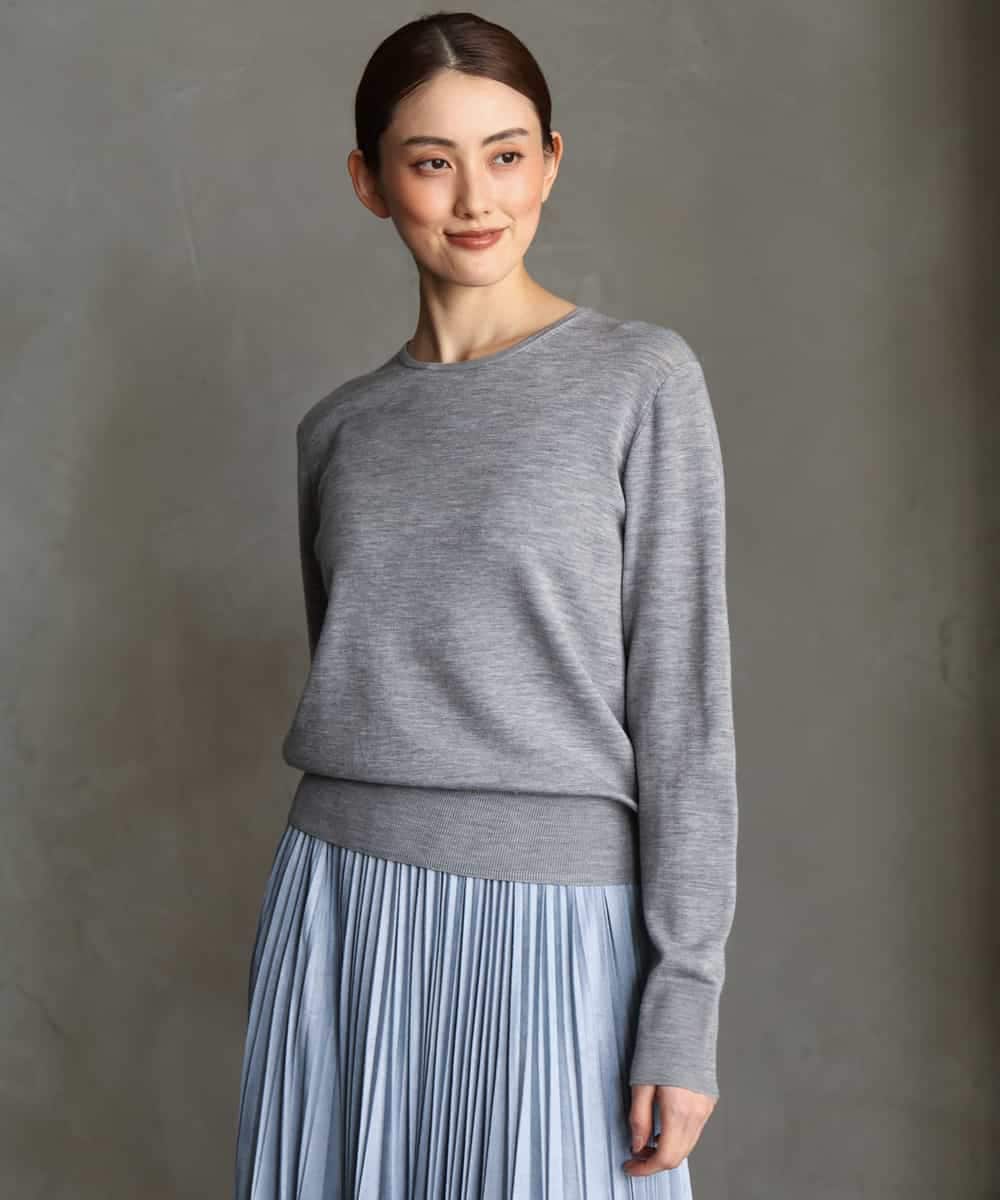FMFAG55220 MICHEL KLEIN(ミッシェルクラン) [アンサンブル対応]パイピングクルーネックニット ラベンダー