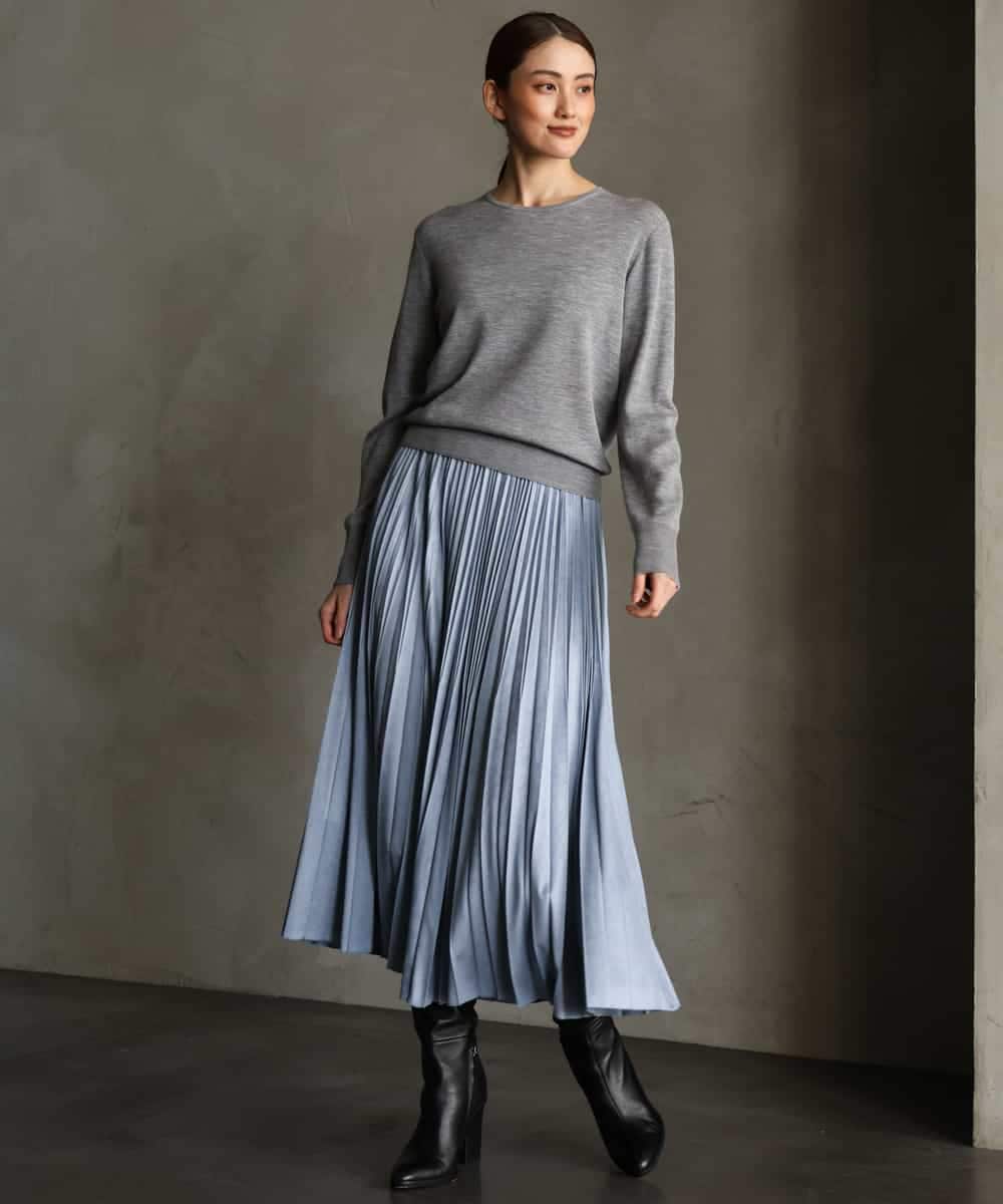 FMFAG55220 MICHEL KLEIN(ミッシェルクラン) [アンサンブル対応]パイピングクルーネックニット ラベンダー