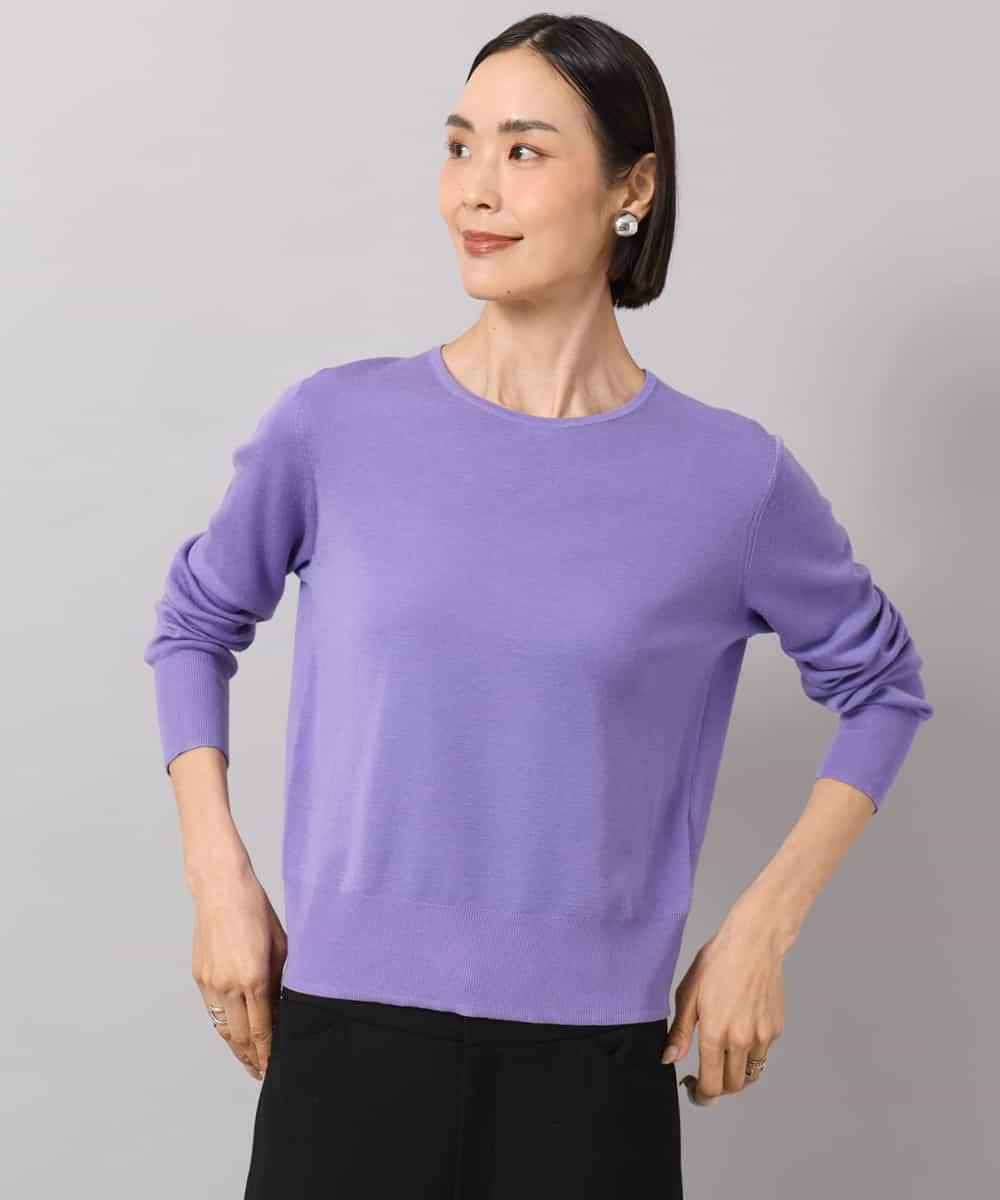 FMFAG55220 MICHEL KLEIN(ミッシェルクラン) [アンサンブル対応]パイピングクルーネックニット ラベンダー