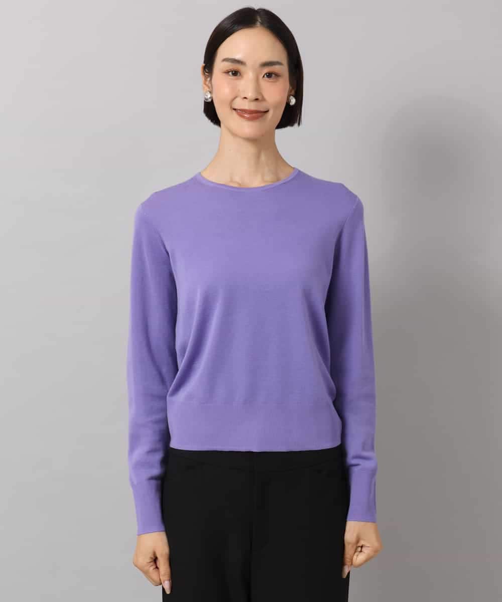 FMFAG55220 MICHEL KLEIN(ミッシェルクラン) [アンサンブル対応]パイピングクルーネックニット ラベンダー