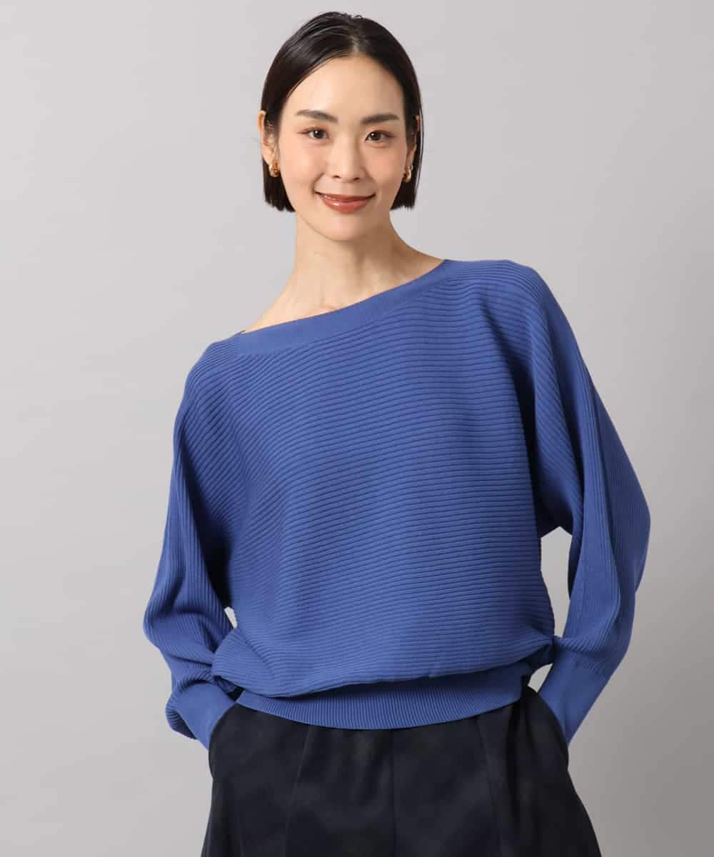 FMFAH17190 MICHEL KLEIN(ミッシェルクラン) [定番人気]ホールガーメント(R)ドルマンスリーブニット ブルー