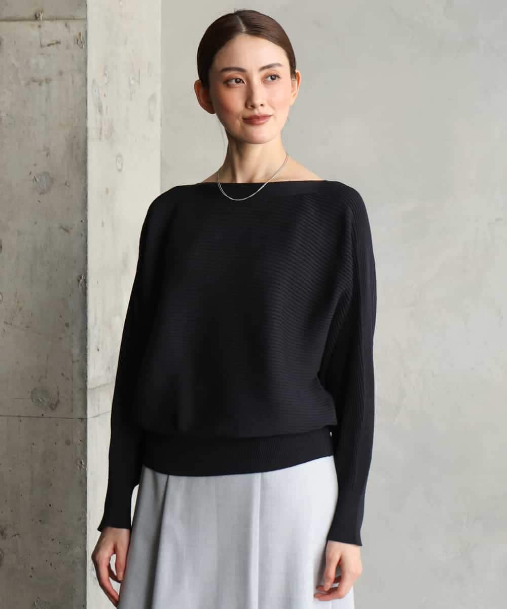 FMFAH17190 MICHEL KLEIN(ミッシェルクラン) [定番人気]ホールガーメント(R)ドルマンスリーブニット ブラック