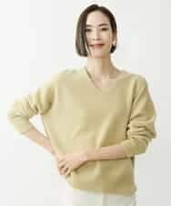 FMFAV34190 MICHEL KLEIN(ミッシェルクラン) タスマニアラムウールVネックニット ライトイエロー(26)