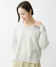 FMFAV34190 MICHEL KLEIN(ミッシェルクラン) タスマニアラムウールVネックニット グレージュ(91)