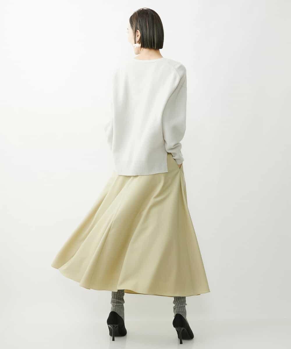 FMFAV34190 MICHEL KLEIN(ミッシェルクラン) タスマニアラムウールVネックニット グレージュ(91)