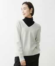 FMFAV34190 MICHEL KLEIN(ミッシェルクラン) タスマニアラムウールVネックニット グレージュ(91)
