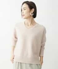 FMFAV34190 MICHEL KLEIN(ミッシェルクラン) タスマニアラムウールVネックニット グレージュ(91)