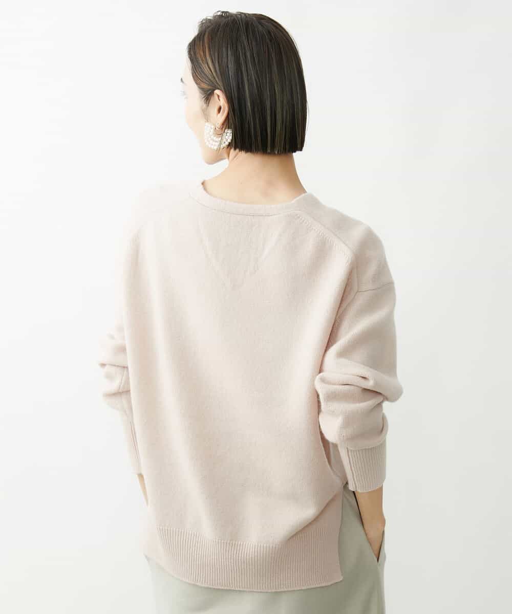 FMFAV34190 MICHEL KLEIN(ミッシェルクラン) タスマニアラムウールVネックニット グレージュ(91)