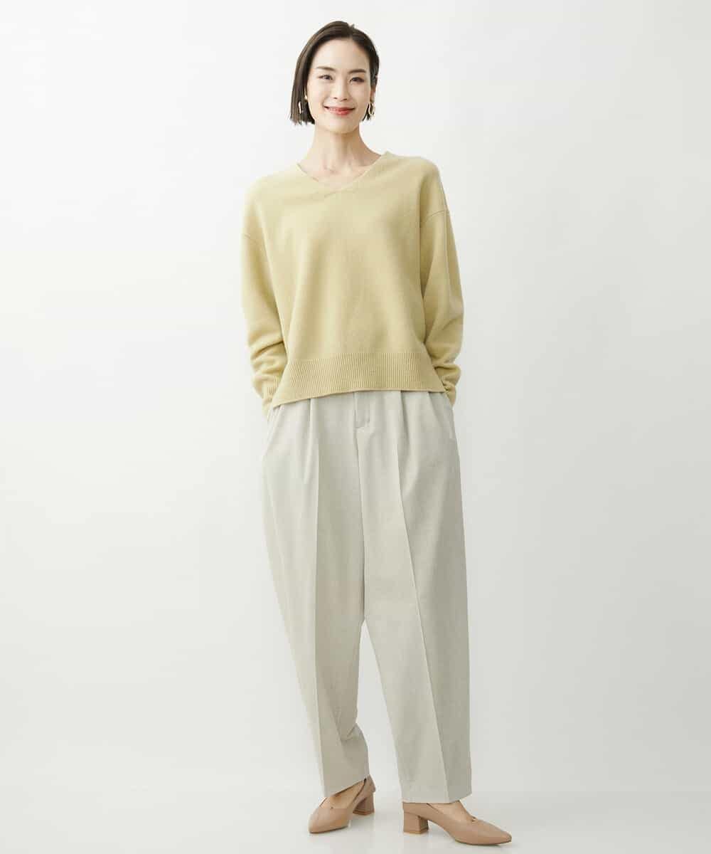 FMFAV34190 MICHEL KLEIN(ミッシェルクラン) タスマニアラムウールVネックニット グレージュ(91)