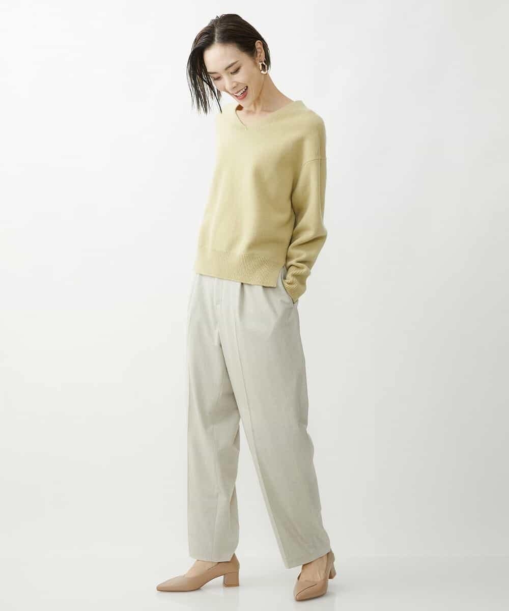 FMFAV34190 MICHEL KLEIN(ミッシェルクラン) タスマニアラムウールVネックニット グレージュ(91)