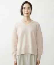 FMFAV34190 MICHEL KLEIN(ミッシェルクラン) タスマニアラムウールVネックニット グレージュ(91)