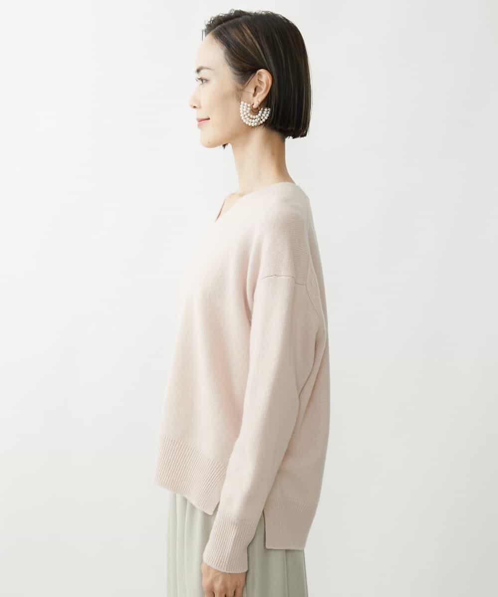 FMFAV34190 MICHEL KLEIN(ミッシェルクラン) タスマニアラムウールVネックニット グレージュ(91)