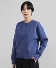 FMFAV37190 MICHEL KLEIN(ミッシェルクラン) スポンディッシュポリワッペン付きニット（セットアップ対応） ブルー(55)