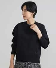 FMFAV37190 MICHEL KLEIN(ミッシェルクラン) スポンディッシュポリワッペン付きニット（セットアップ対応） ブラック(94)