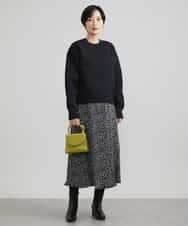 FMFAV37190 MICHEL KLEIN(ミッシェルクラン) スポンディッシュポリワッペン付きニット（セットアップ対応） ブラック(94)