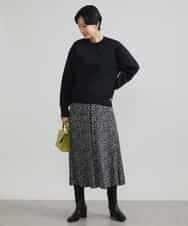 FMFAV37190 MICHEL KLEIN(ミッシェルクラン) スポンディッシュポリワッペン付きニット（セットアップ対応） ブラック(94)