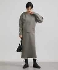 FMFAV37190 MICHEL KLEIN(ミッシェルクラン) スポンディッシュポリワッペン付きニット（セットアップ対応） ブラック(94)