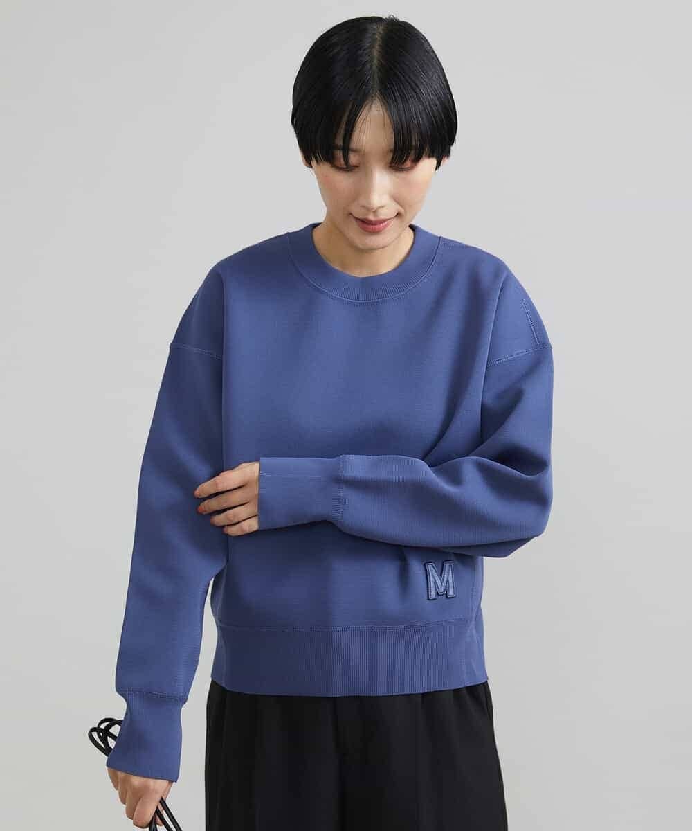 FMFAV37190 MICHEL KLEIN(ミッシェルクラン) スポンディッシュポリワッペン付きニット（セットアップ対応） ブラック(94)