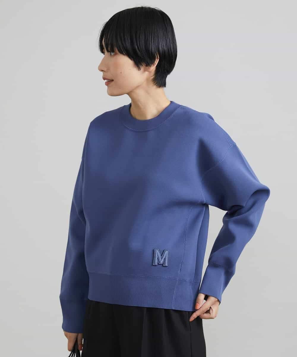 FMFAV37190 MICHEL KLEIN(ミッシェルクラン) スポンディッシュポリワッペン付きニット（セットアップ対応） ブラック(94)
