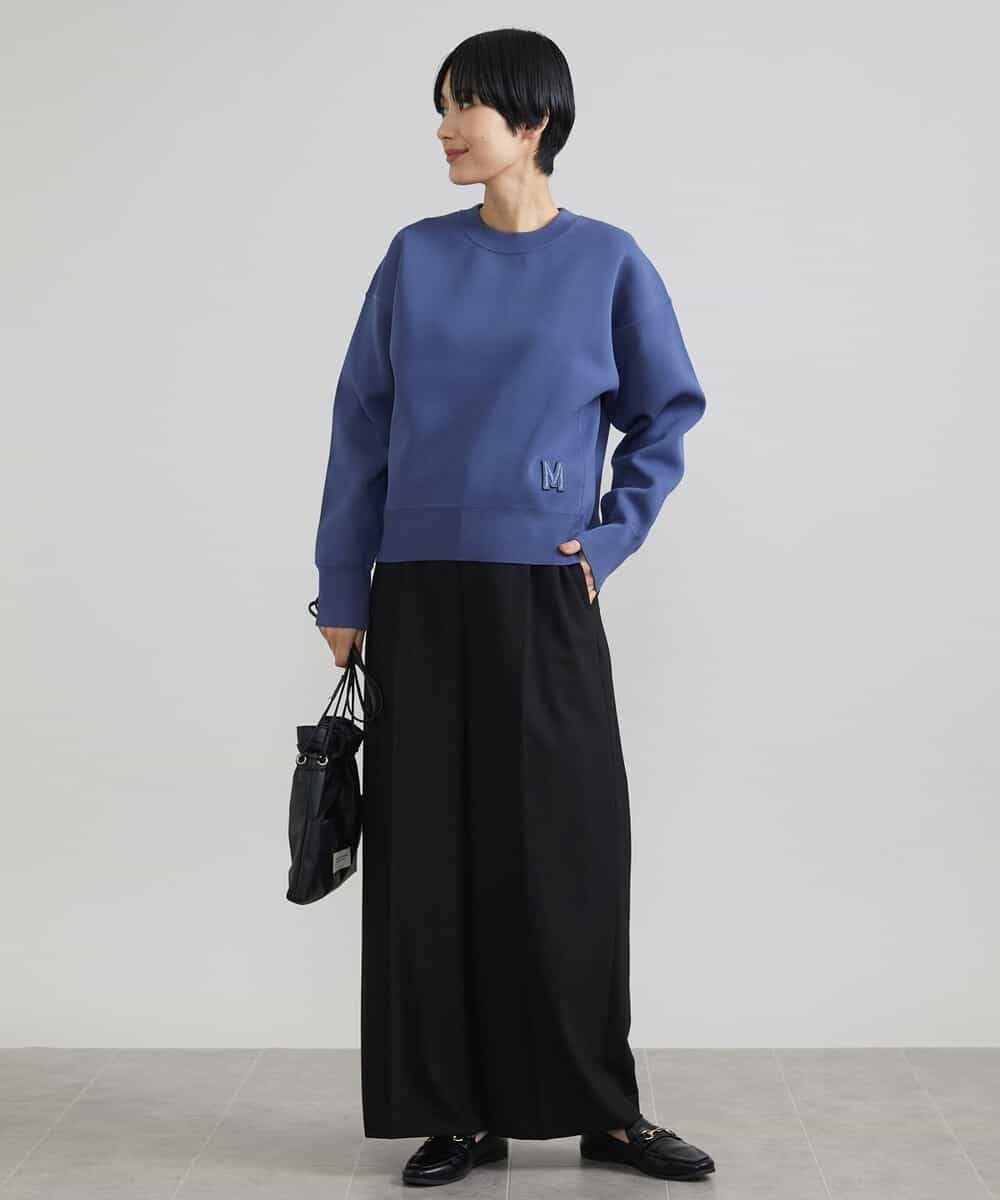 FMFAV37190 MICHEL KLEIN(ミッシェルクラン) スポンディッシュポリワッペン付きニット（セットアップ対応） ブラック(94)