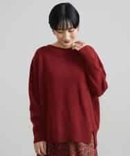 FMFAV38190 MICHEL KLEIN(ミッシェルクラン) ［定番素材］ホールガーメント(R)サイドスリットデザインニット レッド(05)