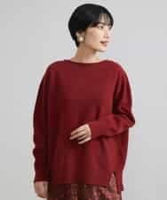FMFAV38190 MICHEL KLEIN(ミッシェルクラン) ［定番素材］ホールガーメント(R)サイドスリットデザインニット レッド(05)