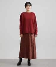 FMFAV38190 MICHEL KLEIN(ミッシェルクラン) ［定番素材］ホールガーメント(R)サイドスリットデザインニット レッド(05)