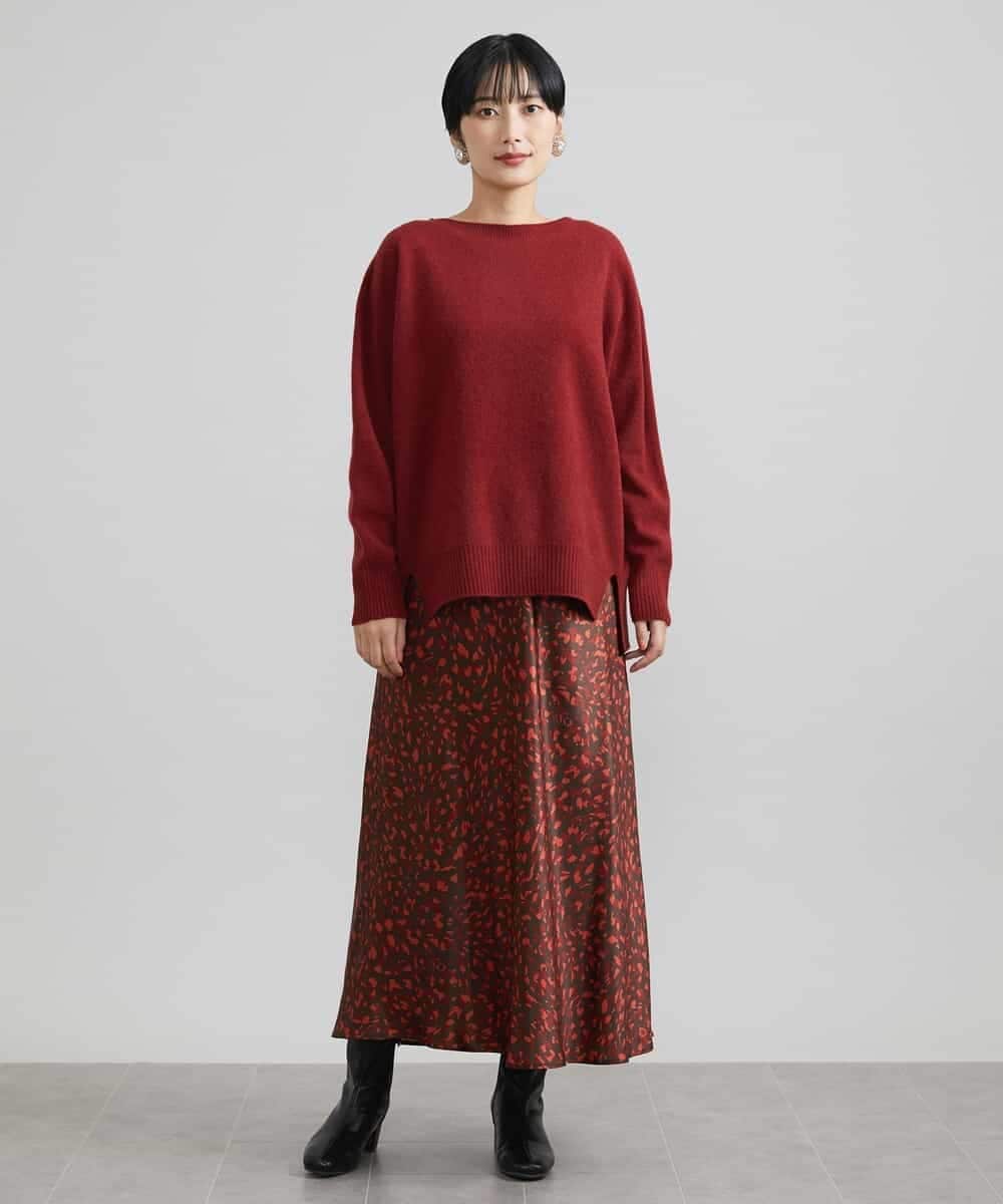 FMFAV38190 MICHEL KLEIN(ミッシェルクラン) ［定番素材］ホールガーメント(R)サイドスリットデザインニット レッド(05)
