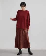 FMFAV38190 MICHEL KLEIN(ミッシェルクラン) ［定番素材］ホールガーメント(R)サイドスリットデザインニット レッド(05)